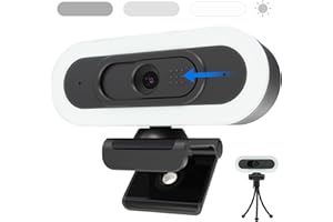 VIZOLINK W4LS 2K Webcam con Micrófonos, Luz Circular, Cancelación de Ruido, Enfoque Automático, Corrección de Luz, Plug & Play, Cámara Web para Conferencia, Transmisión en Vivo, Windows/MacOS/Linux