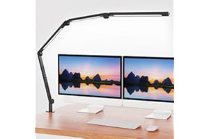 AILBTON LED Schreibtischlampe mit Clip,Mehrwinkel-Flexible 4 Abschnitte 3 Lichtquellen Büroschreibtischlampe,4 Farbtemperaturen und 5 Helligkeitsstufen,Nachtaugenpflege Tischlampe für Zuhause Büro