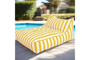 SXBCyan Puffs Flotantes For Piscina - King Outdoor - Funda Impermeable Oxford For Puff, Tumbona Flotante, Sin Relleno, A Rayas, For Playa, Sofá Cama(Yellow)