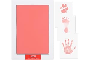HYZEVEE Baby Baby Handprint and Footprint Kit | 1 Pack Baby Inkless Print Pads | 3 Imprint Cards | Inkless Baby Footprint Kit Clean-Touch | Safe for Baby, Family Keepsake, Dog Paw Print Kit, Pink