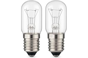 OOBRAN 15W E14 Fridge Bulb 240V, Pygmy Freezer Light Bulbs SES Sewing Machine Bulbs Small Edison Screw Warm White 2700K 15W E14 Salt Lamp Bulb Screw in 360 Degree (2-Pack).