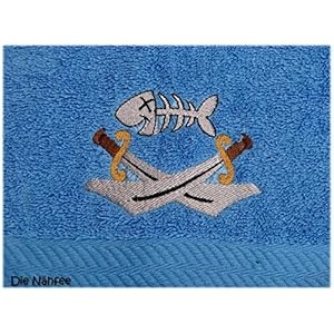 Pirat Handtuch bestickt mit Motiv und Name Piratenhandtuch Säbel