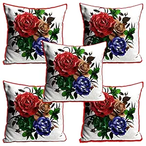 DreamVio Jute Exclusive Decorative Throw/Pillow Covers, Cushion Covers for Living Room, Bed Room, Sofa,Chairs Pack/Set of 5 (Multicolour, Size 16 x 16 Inches)