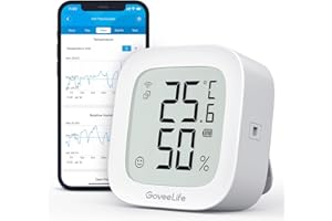 GoveeLife Igrometro senza fili, termometro digitale per temperatura e umidità interna con applicazione, avviso di allarme e archiviazione dati, controllo remoto, adatto per camera da letto,