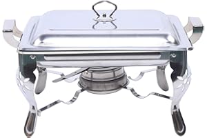 NadineDutol Warmhaltebehälter Essen,Edelstahl Chafing Dish,Speisenwärmer Edelstahl Chafing Dish + Deckel für Catering Buffet und Party (6L Einzelgitter)