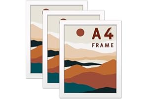 LOOCAA A4 Photo Frames - 3 Pack White Poster Frame 20x28.5cm White Picture Frames for Tabletop Freestanding & Wall Mounting