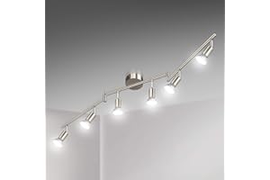 Unicozin LED Ceiling Light Rotatable, 6 Way LED Ceiling Spotlight, Matt Nickel & Swivelling Design, Including 6 X 4W GU10 LED Bulbs (450LM, Cool White 6000K),for Kitchen, Living Room, Bedroom