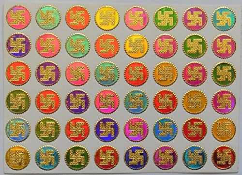 Hindu Buddhist Sacred and Auspicious Foiled Swastik Sticker Sheet 48 Stickers 14mm