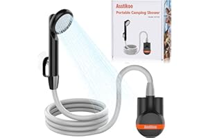 Asstikoo Camping Shower, Portable Shower, Electric Outdoor USB Rechargeable Handheld Showhead for Camping, Hiking, Pet Cleaning, Watering and Beach Washing