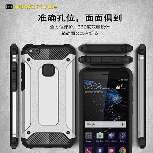 Fundas Huawei P10 lite Nova lite XINYUNEW TPU PC  Regalo Cristal Vidrio Templado  Premium Armadura H  brido caja de la armadura para el tel  fono Silicona Carcasa Case Funda para Huawei P10 lite Nova lite Oro