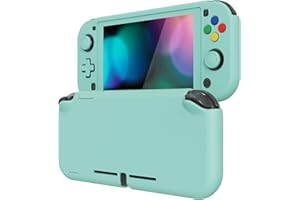 eXtremeRate PlayVital Cover Custodia per Nintendo Switch Lite,Copertura Grip Protettiva Rigida per Switch Lite Console&Pellicola&Copri Analogici Tasti-Verde Nebbioso