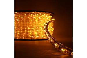 Luccika Tubo Luminoso a led Bianco Caldo professionale da 50 Metri tagliabile pronto all'uso con accessori IP67 per uso interno ed esterno