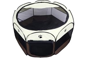 Coolty Faltbar Welpenlaufstall Tierlaufstall für Kleintiere wie Hunde, Katzen, Kaninchen, 73 * 73 * 43cm (Braun)