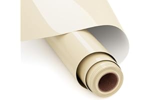 UIOK Vinile Termoadesivo per Tessuti Avorio, Termovinile per Tessuti 30.5 x 365.7cm Vinile Termoadesivo, HTV Rotolo Vinile Termico per Cricut Fai-da-te T-shirt, Altri Tessuti,Facile da Tagliare