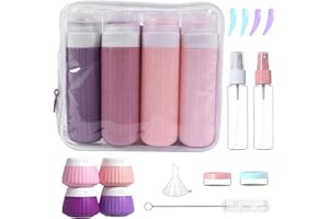 YOODRIY Kit 18 Pezzi Bottiglie da Viaggio in Silicone, Flaconi Riutilizzabili per Shampoo, Lozione e Cosmetici, Etichette Incluse, Perfetto per Liquidi, Creme e Articoli da Bagno