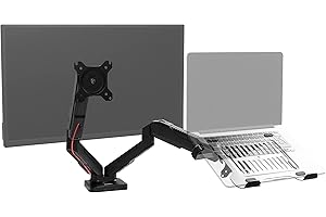 ‎DURONIC Duronic DMDCL1X1 Laptop- und Monitorhalterung | Ideal für Home Office | Monitor bis 27 Zoll | Display und Notebook bis 6,5 kg | Höhenverstellbar mit Gasdruckfeder | Pivot 360° | Bildschirm neigbar