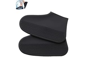 FaJoek Wasserdichte Silikon Überschuhehe Outdoor, Silikon Regenüberschuhe, Rutschfeste Silikon Regenüberschuhe, Regen-SchuhüBerzieher für Regen, Schnee, Wüstenstrand(L, Schwarz)