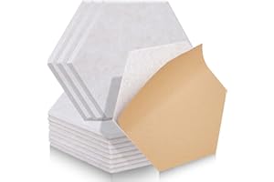 Paauzoeng Hexagon, pannelli acustici autoadesivi, 12 pezzi, assorbitori acustici, ad alta densità, per pareti, soffitti, legno e porte, pannelli acustici, 30 x 26 x 0,9 cm, cammello chiaro