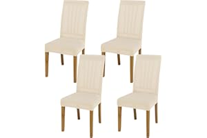SUKAIKEQA élastique, Housse de Chaise Haute, Housse de Chaise de Bureau (Lot de 4/6/8 pièces avec Dossier) pour Le Salon, la Cuisine, la fête et l'hôtel. (4, Beige)
