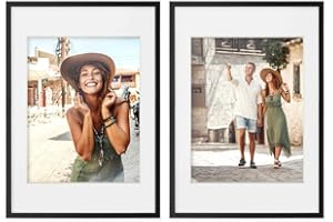 PHOTOLINI 3D Marcos de Fotos 50x70 cm para Rellenar, Negro, 2 Piezas Marco con Profundidad para Objetos de hasta 1,5 cm, Madera MDF con paspartú y Cristal - para Manualidades y como Regalo