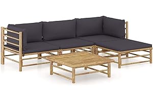 ‎FESTNIGHT Festnight Gartenlounge Loungemöbel Terrasse Gartenmöbel Set Bambus Garten Lounge Sofa Outdoor Couch Set Sitzgruppe Garten Sofagarnitur Terassenmöbel 5-TLG