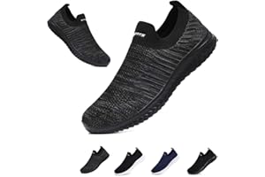 HANANI Mens Womens Slip On Trainers Casual Nordic Walking Shoes Breathable Running Shoes Nurse Work Shoes Lightweight Tennis Shoes Soft Mesh Gym Workout Sneakers