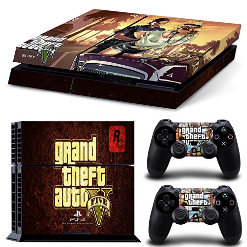 Preisvergleich Produktbild Playstation 4 + 2 Controller Aufkleber Schutzfolie Set - GTA V (11) / PS4