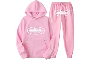 AZVFLY Traje de Jogging Chándal Traje Deportivo Jogger Fitness Ropa de Calle Hombre Corteiz Chándal Traje de Jogging Hombre Mujer Traje Deportivo 2 Piezas Sudadera con Capucha Pantalones