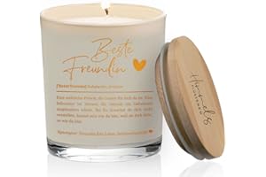 ‎HIMMELSFLÜSTERER Himmelsflüsterer - Duftkerze im Glas - Beste Freundin Geschenke | Mittelgroß | weiß | Vanille Duft | Handgemacht | 100% Sojawachs | 200 g Wachs | 50h Brenndauer | Geschenk Beste Freundin Geburtstag
