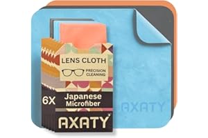 Axaty Glasses Cleaning Cloths 6× Premium Japanese Microfiber Lens Cloths for Glasses, Spectacles, Screens & Cameras – Lint-Free, Streak-Free, Blue, Fluorescent, Dark Grey (LENS CLOTH SET)
