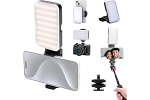 Newmowa Wielofunkcyjne światło do selfie – przenośne światło do telefonu z uchwytem na telefon i zimnym obuwiem do telefonu/aparatu, 3 tryby świecenia, światło wideo do wielokrotnego ładowania do