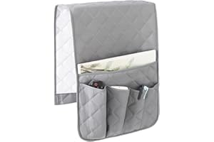 TINGSING Sac de Rangement avec 5 Poches pour Accoudoir de Canapé et Fauteuil Inclinable Étanche Organiseur à Suspendre pour Accoudoir de Canapé Télécommande Répertoire Magazines Livres (Gris)