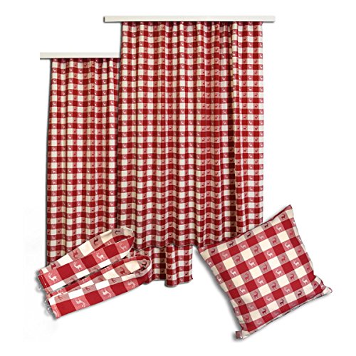 1 Kissenhülle „Karo in Rot“ passend zu Dekoschal Karo in Rot 40 x 40cm – Hirsch - 3