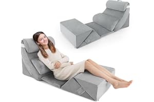 COSTWAY 7-częściowy zestaw ortopedycznych poduszek klinowych, regulowana poduszka na łóżko z poszewką nadającą się do prania, poduszka podpierająca na zgagę, łagodzenie bólu, podnoszenie nóg