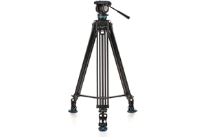 Benro KH26PC - Trípode de video con cabeza, carga útil de 15 libras, arrastre panorámico continuo, placa de cámara antirrotación (KH26PC)