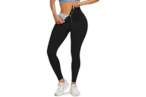 Bingrong Pantalon de Sudation Femme Sauna Leggings Anti Cellulite Minceur Sauna Taille Haute Amincissante Ventre Plat Pantalons Legging pour Sport Fitness Yoga Gym Training Jogging