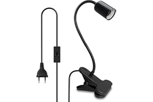 WPQIUZS E27 Tischlampe Klemmleuchte Lampenfassung 360°Verstellbarer 40CM Schwanenhals Lampenfassung mit Schalter Schreibtischlampe Halter mit Clip Bettlampe Klemmleuchte Led Klemmleuchte Bett Halterung