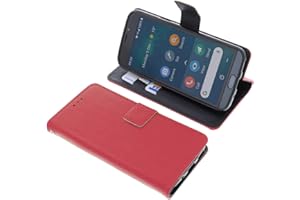 foto-kontor Custodia a Libro Compatibile con Doro 8050/8050 Plus Cover di Colore Rosso