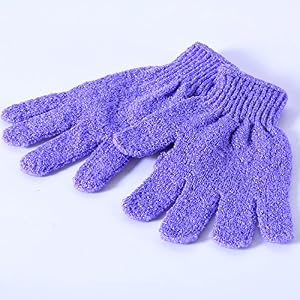 6 Pairs Double Sided Exfoliating Gloves Body Scrubbing Glove Bath Scrubs for Shower, 6 Colors - Image 2