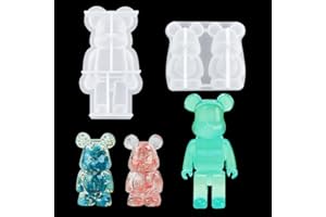Zayookey 2pcs Moules en Résine 3D Forme d'ours Moule en Silicone Animal Moul époxy Coulée Bougie Animal Resin Mold DIY Pendentif Porte-clés Savon