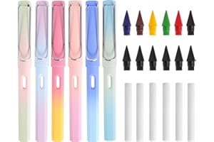 Zidoley 6 lápices eternos, lápiz infinito con 12 cabezales intercambiables y 6 gomas de borrar, para niños y adultos a partir de 3 años, juego de degradado