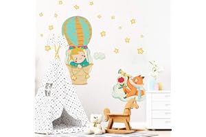 kina - Sticker Mural Décoration Chambre Enfant R00439 - Eco-Tessuto, Hypoallergénique, Repositionnable, Effet caresse, École Maternelle - Graphique Le Petit Prince et mesure 100x30 cm