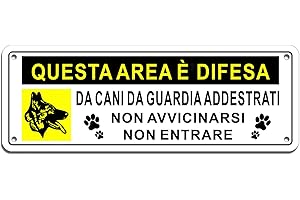Goodvia Cartello Attenzione Cane Da Guardia Addestrato Alluminio 25x9cm, Attenti Al Cane Non Avvicinarsi, Cartello Io Non Posso Entrare Cane
