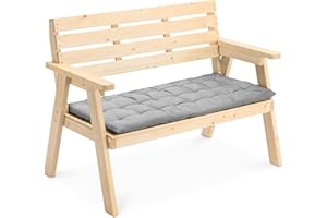 ‎JEMIDI JEMIDI Bench Cushion Seat Cushion for Bench - 120 x 40 cm - Cushion Pallet Cushion - Upholstered Cushion for Garden Bench Hollywood Swing - Light Grey