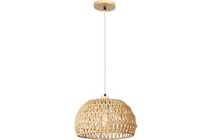 ‎ECOGEHEN Vintage Boho Rattan Lampe Hängelampe Schlafzimmer - E27 Deckenlampe Deckenleuchte Rattan Korb Lampenschirm - Hängend Lampe Korblampe Pendelleuchte Esstischlampe Wohnzimmerlampe Keller Esszimmer Flur