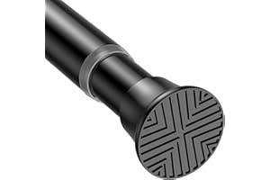 Zipglo Shower Curtain Pole 78-197cm, Black Extendable Curtain Poles Adjustable Tension Rods for Curtains Telescopic Curtain Poles No Drilling Shower Curtain Rail for Bathroom Bedroom Window Closet