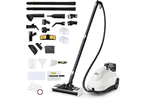 ‎RELAX4LIFE RELAX4LIFE Dampfreiniger 2000W, Dampfdruck: 5 bar, Flächenleistung: 108 m², Tank: 1,8 L, Aufheizzeit: 8 min., mit 22 Zubehörteilen, Dampfsauger für Teppiche, Böden, Fliesen, Fenster, Polster (Weiß)