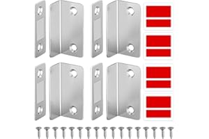 SOLRYN 4 Pcs Imanes Puertas Armario Adhesivos, Cierre Magnético Ultra Fino Forma L de Acero Inoxidable, para Adhesivo de Cocina, Iman Puerta Armario Magnético Pestillo Cocina Mueble Corredera Alacena, Plata