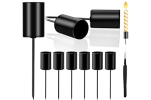 PBWZF 6 Stück Adventskranz Kerzenhalter, Retro Stabkerzenhalter kerzenhalter mit kurzem Dorn für Adventsgirlande Blumentopf Weihnachtsdekoration mit Pinzette (Schwarz)