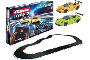 Carrera HYBRID Speedway to Hell I Rennspaß der neuen Generation - Legendäre Rennboliden Porsche 911 GT3 R im Maßstab 1:50 - Hybrid Technologie mit KI-Unterstützung - Steuerung per Smartphone-App